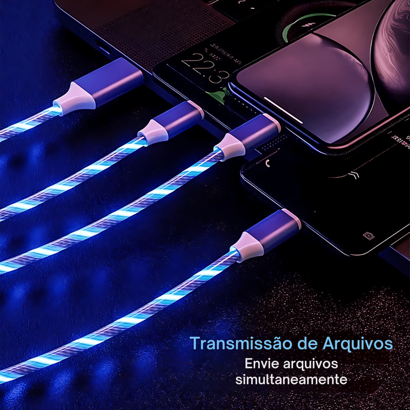 Carregador 3 em 1 Fluorescente - Tipo C