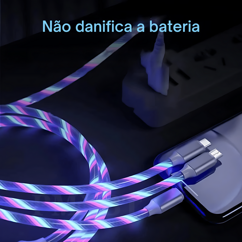 Carregador 3 em 1 Fluorescente - Tipo C