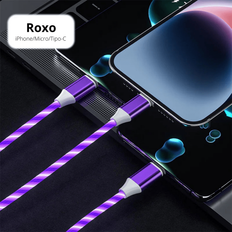 Carregador 3 em 1 Fluorescente - Tipo C